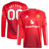 Adidas Manchester United 2024/25 Home Long Sleeve Replica Custom Jerseys - Red