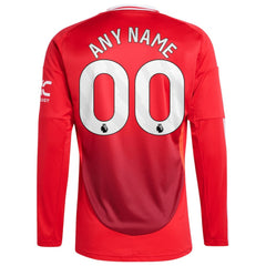 Adidas Manchester United 2024/25 Home Long Sleeve Replica Custom Jerseys - Red