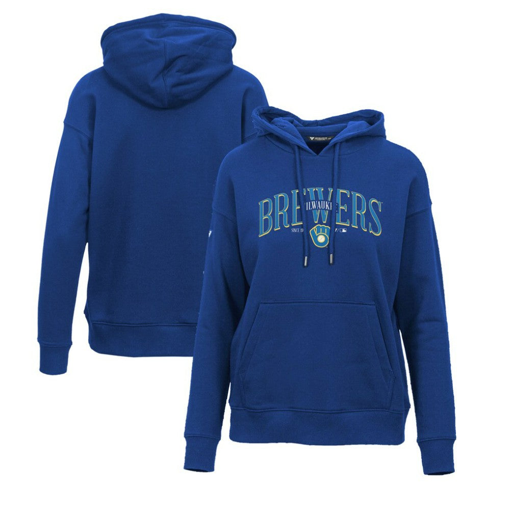 Milwaukee Brewers Levelwear Women's Adorn Cooperstown Collection Retro Spellout Pullover Hoodie Lifestyle