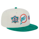 Miami Dolphins New Era Throwback Corduroy 59FIFTY Fitted Hat Cream/Aqua - NFL