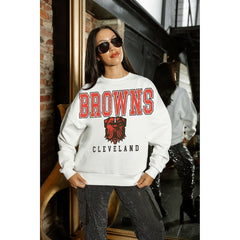 Cleveland Browns Gameday Couture Women's Sunday Drives Oversized Pullover Sweatshirt White - NFL