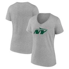 New York Jets Women's Secondary Logo V-Neck T-Shirt Gray - NFL