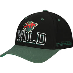 Minnesota Wild - Mitchell & Ness Backside Script 2-Tone Pro Crown Adjustable Hat Black/Green