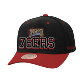 Mitchell & Ness - Philadelphia 76ers Backside Script 2-Tone Pro Crown Adjustable Hat - Black/Red