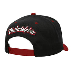Mitchell & Ness - Philadelphia 76ers Backside Script 2-Tone Pro Crown Adjustable Hat - Black/Red
