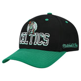 Mitchell & Ness - Boston Celtics Backside Script 2-Tone Pro Crown Adjustable Hat - Black/Kelly Green