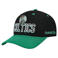 Mitchell & Ness - Boston Celtics Backside Script 2-Tone Pro Crown Adjustable Hat - Black/Kelly Green