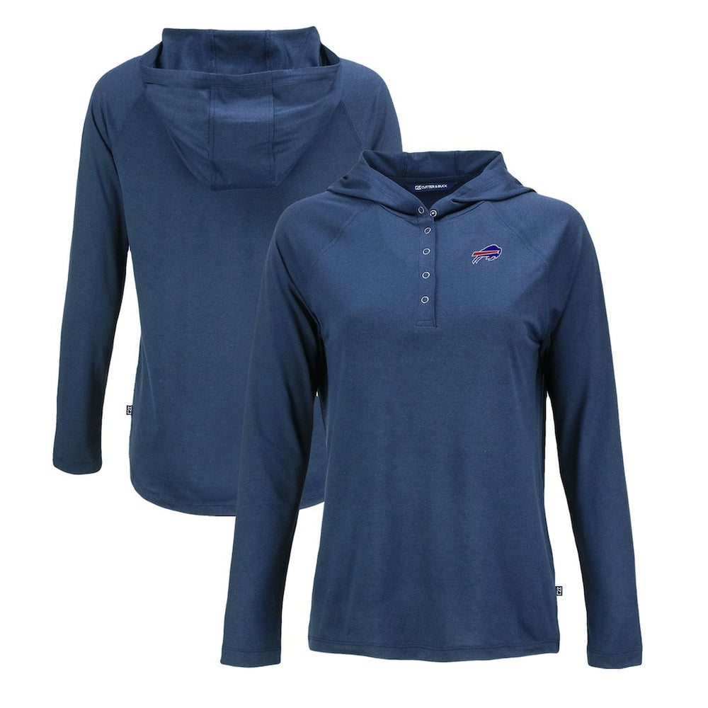 Buffalo Bills Cutter & Buck Women's Coastline Epic Comfort Eco Recycled Raglan Pullover Hoodie Navy - NFL