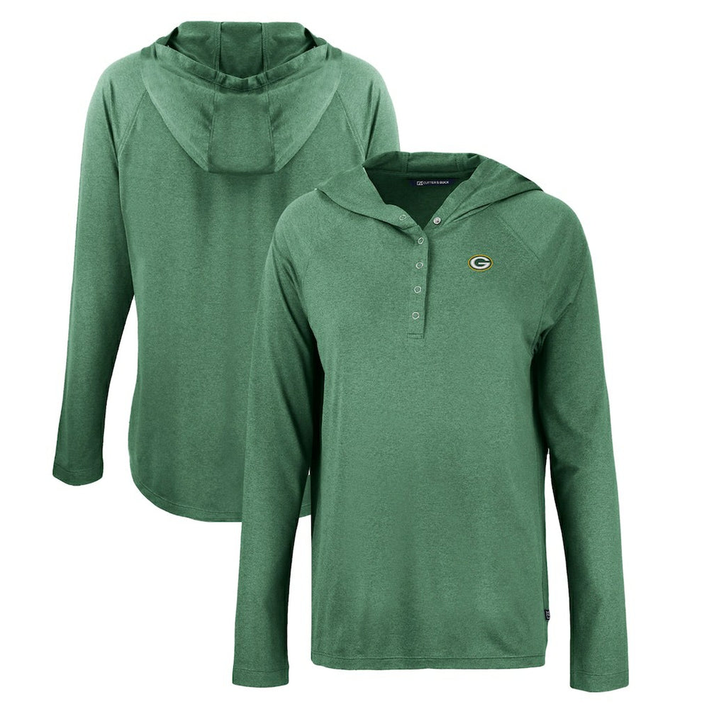 Green Bay Packers Cutter & Buck Women's Coastline Epic Comfort Eco Recycled Raglan Pullover Hoodie Hunter Green - NFL