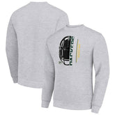 Green Bay Packers Starter Half Helmet Team Graphic Tri-Blend Fleece Pullover Sweatshirt Heather Gray - NFL