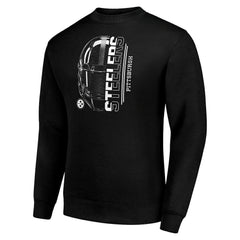 Pittsburgh Steelers Starter Half Helmet Team Graphic Tri-Blend Fleece Pullover Sweatshirt Black - NFL