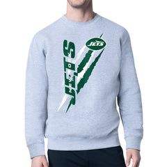 New York Jets Starter Color Scratch Team Graphic Fleece Pullover Sweatshirt Heather Gray - NFL