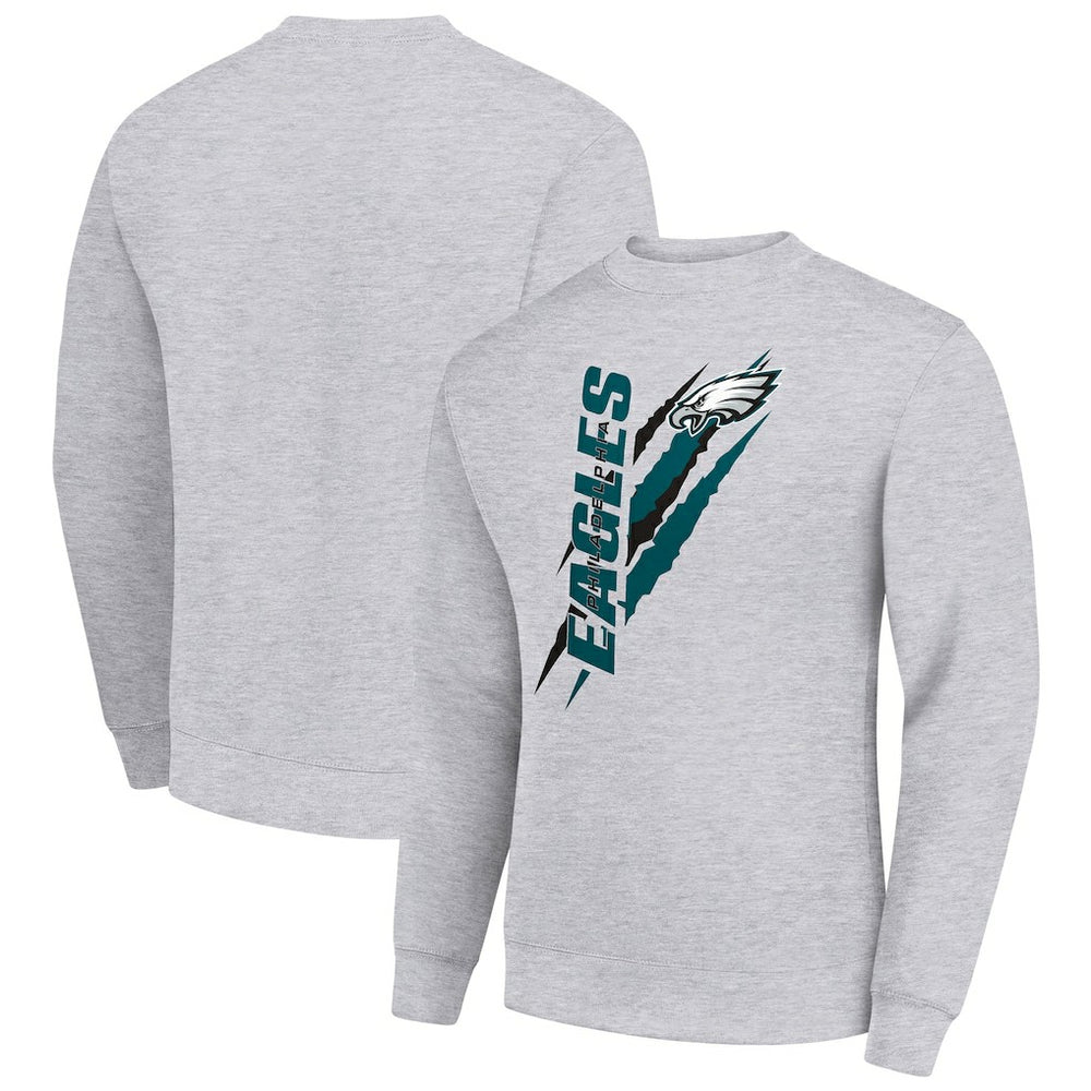 Philadelphia Eagles Starter Color Scratch Team Graphic Fleece Pullover Sweatshirt Heather Gray - NFL