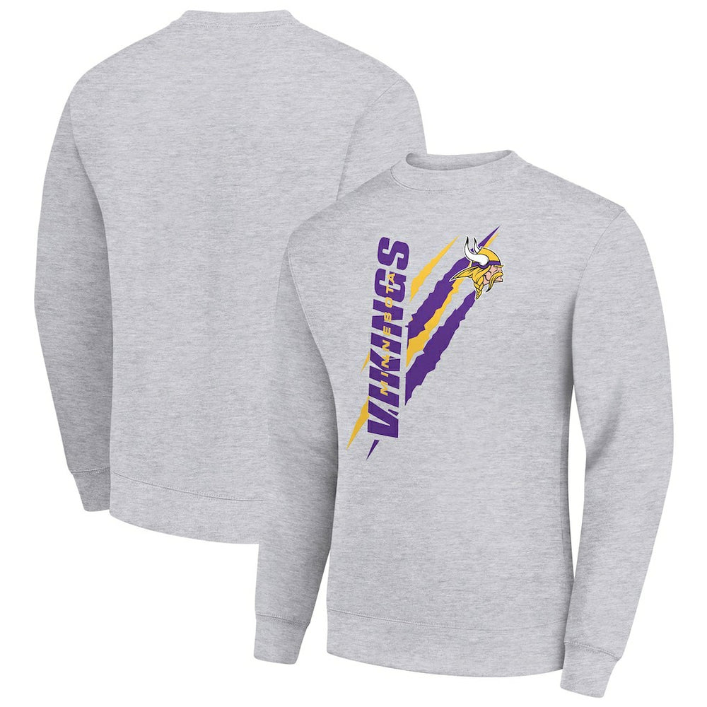 Minnesota Vikings Starter Color Scratch Team Graphic Fleece Pullover Sweatshirt Heather Gray - NFL