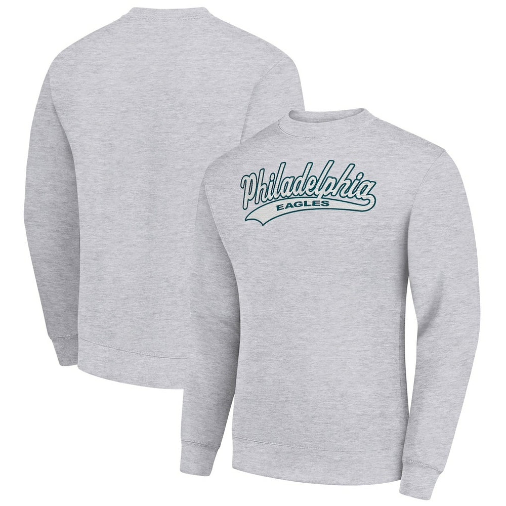 Philadelphia Eagles Starter Tailsweep Team Graphic Tri-Blend Fleece Pullover Sweatshirt Heather Gray - NFL