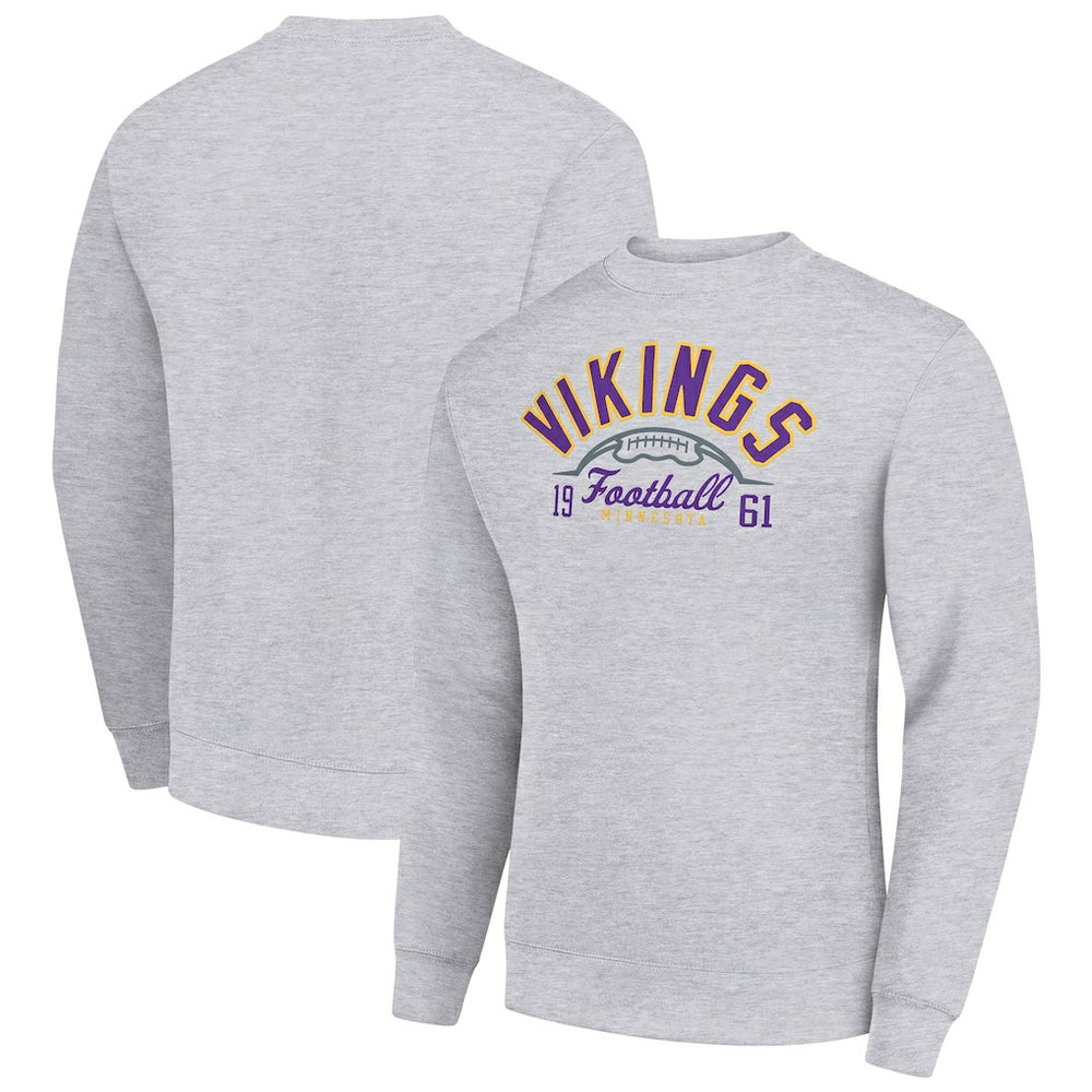 Minnesota Vikings Starter Half Ball Team Graphic Tri-Blend Fleece Pullover Sweatshirt Heather Gray - NFL