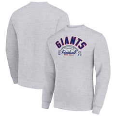 New York Giants Starter Half Ball Team Graphic Tri-Blend Fleece Pullover Sweatshirt Heather Gray - NFL
