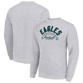 Philadelphia Eagles Starter Half Ball Team Graphic Tri-Blend Fleece Pullover Sweatshirt Heather Gray - NFL