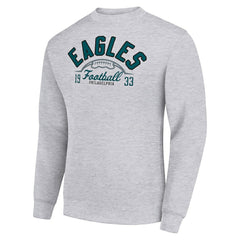 Philadelphia Eagles Starter Half Ball Team Graphic Tri-Blend Fleece Pullover Sweatshirt Heather Gray - NFL
