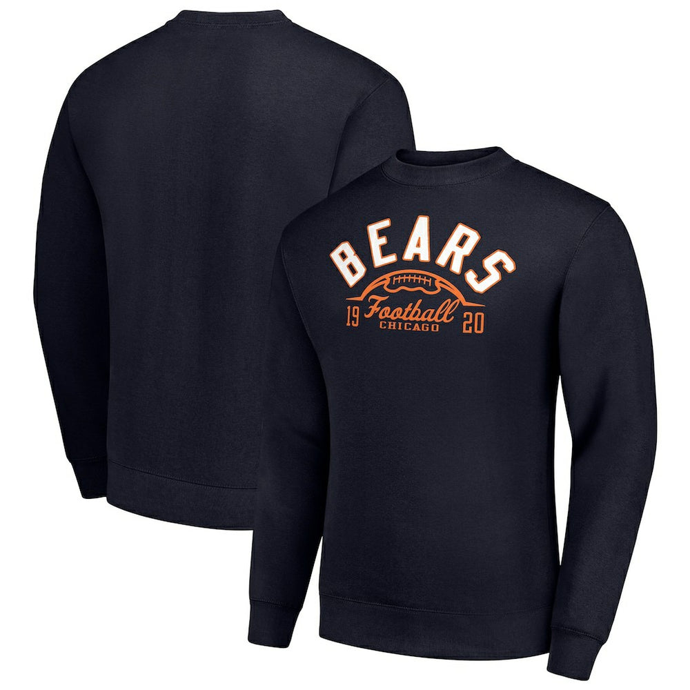 Chicago Bears Starter Half Ball Team Graphic Tri-Blend Fleece Pullover Sweatshirt Navy - NFL