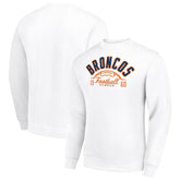 Denver Broncos Starter Half Ball Team Graphic Tri-Blend Fleece Pullover Sweatshirt White - NFL