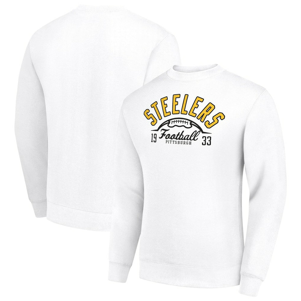 Pittsburgh Steelers Starter Half Ball Team Graphic Tri-Blend Fleece Pullover Sweatshirt White - NFL