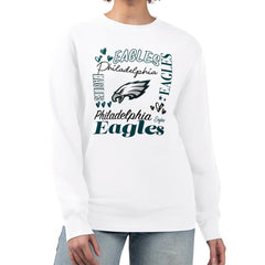 Philadelphia Eagles G-III 4Her by Carl Banks Women's Collage Graphic Fleece Pullover Sweatshirt White - NFL