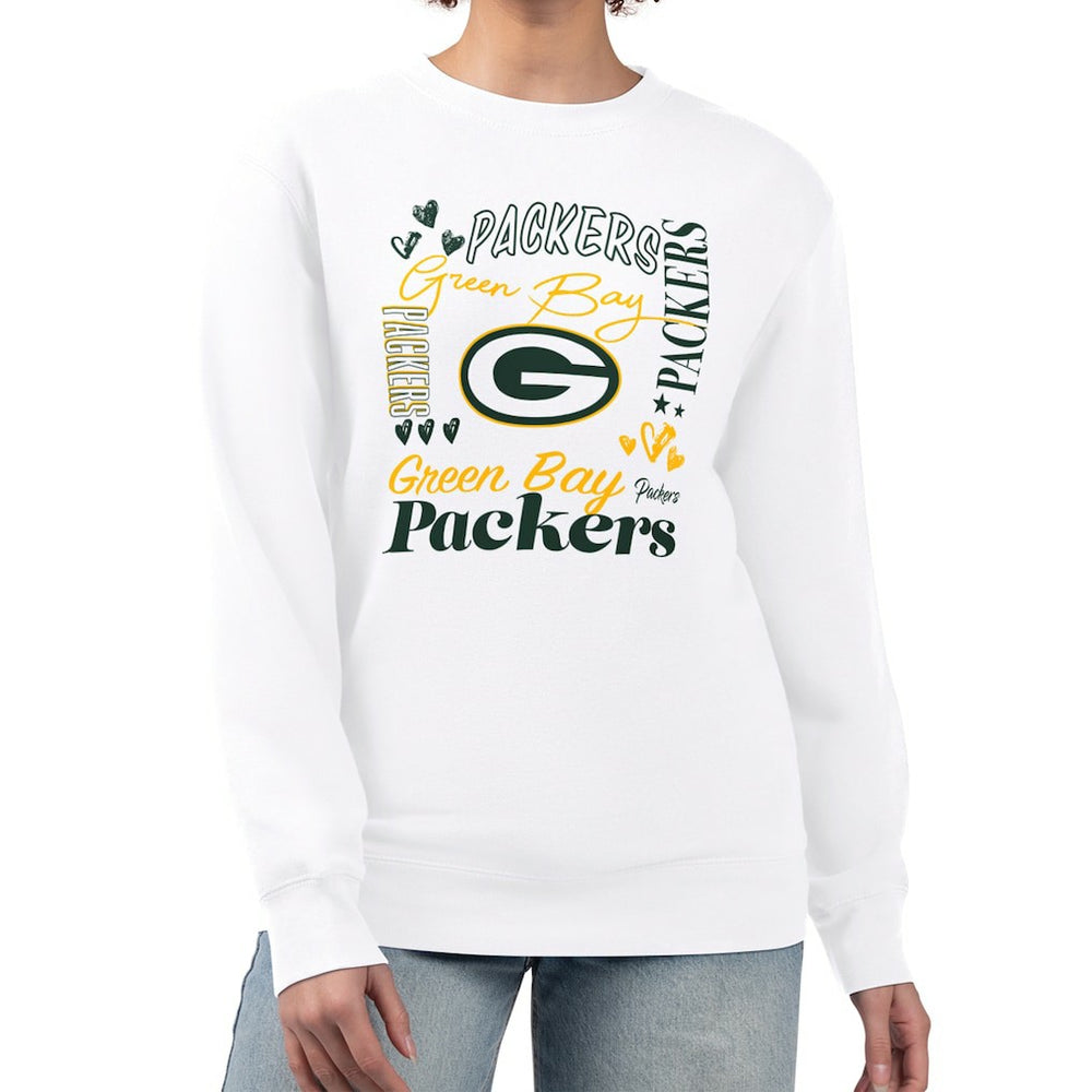 Green Bay Packers G-III 4Her by Carl Banks Women's Collage Graphic Fleece Pullover Sweatshirt White - NFL
