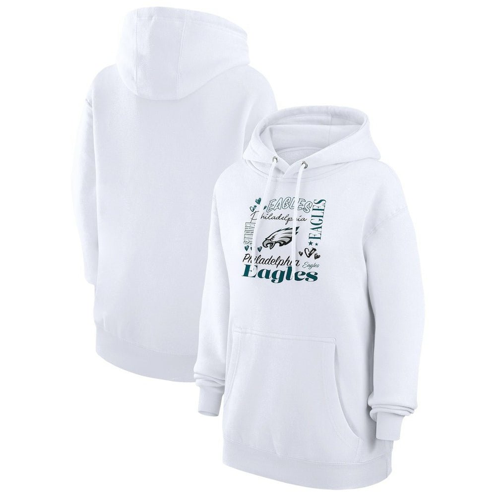 Philadelphia Eagles G-III 4Her by Carl Banks Women's Collage Graphic Fleece Pullover Hoodie White - NFL