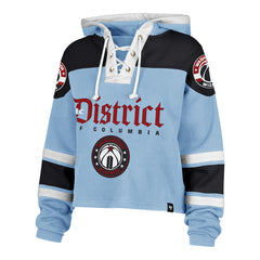 47 brand - Washington Wizards '47 Women's 2024/25 City Edition Superior Cropped Lace-Up Pullover Hoodie - Light Blue