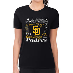 San Diego Padres G-III 4Her by Carl Banks Women's Super-Slim Fit Lightweight Collage Team Graphic Crew Neck T-Shirt Near Me