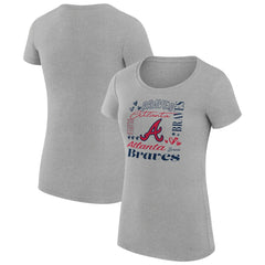 Atlanta Braves G-III 4Her by Carl Banks Women's Super-Slim Fit Lightweight Collage Team Graphic Crew Neck T-Shirt On Sale