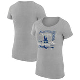Los Angeles Dodgers G-III 4Her by Carl Banks Women's Super-Slim Fit Lightweight Collage Team Graphic Crew Neck T-Shirt Clearance