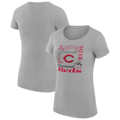 Cincinnati Reds G-III 4Her by Carl Banks Women's Super-Slim Fit Lightweight Collage Team Graphic Crew Neck T-Shirt Lifestyle