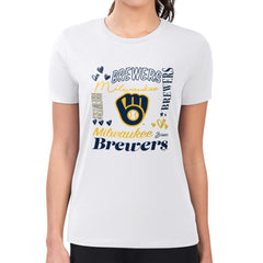 Milwaukee Brewers G-III 4Her by Carl Banks Women's Super-Slim Fit Lightweight Collage Team Graphic Crew Neck T-Shirt Online