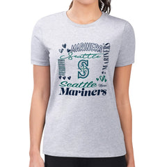 Seattle Mariners G-III 4Her by Carl Banks Women's Super-Slim Fit Lightweight Collage Team Graphic Crew Neck T-Shirt Near Me