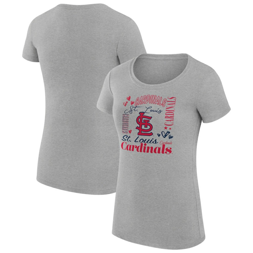 St. Louis Cardinals G-III 4Her by Carl Banks Women's Super-Slim Fit Lightweight Collage Team Graphic Crew Neck T-Shirt Clearance