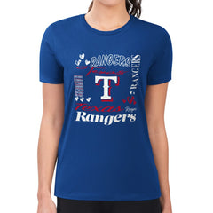 Texas Rangers G-III 4Her by Carl Banks Women's Super-Slim Fit Lightweight Collage Team Graphic Crew Neck T-Shirt Near Me