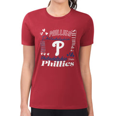 Philadelphia Phillies G-III 4Her by Carl Banks Women's Super-Slim Fit Lightweight Collage Team Graphic Crew Neck T-Shirt Near Me