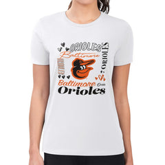 Baltimore Orioles G-III 4Her by Carl Banks Women's Super-Slim Fit Lightweight Collage Team Graphic Crew Neck T-Shirt discount