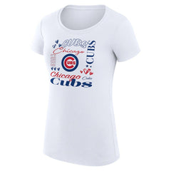 Chicago Cubs G-III 4Her by Carl Banks Women's Super-Slim Fit Lightweight Collage Team Graphic Crew Neck T-Shirt Clearance
