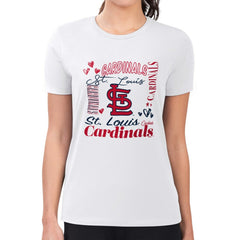 St. Louis Cardinals G-III 4Her by Carl Banks Women's Super-Slim Fit Lightweight Collage Team Graphic Crew Neck T-Shirt for sale