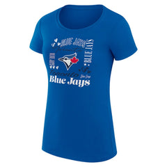 Toronto Blue Jays G-III 4Her by Carl Banks Women's Super-Slim Fit Lightweight Collage Team Graphic Crew Neck T-Shirt Lifestyle