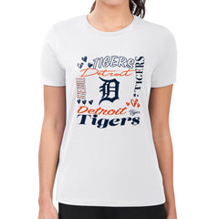 Detroit Tigers G-III 4Her by Carl Banks Women's Super-Slim Fit Lightweight Collage Team Graphic Crew Neck T-Shirt Lifestyle