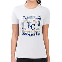 Kansas City Royals G-III 4Her by Carl Banks Women's Super-Slim Fit Lightweight Collage Team Graphic Crew Neck T-Shirt for sale