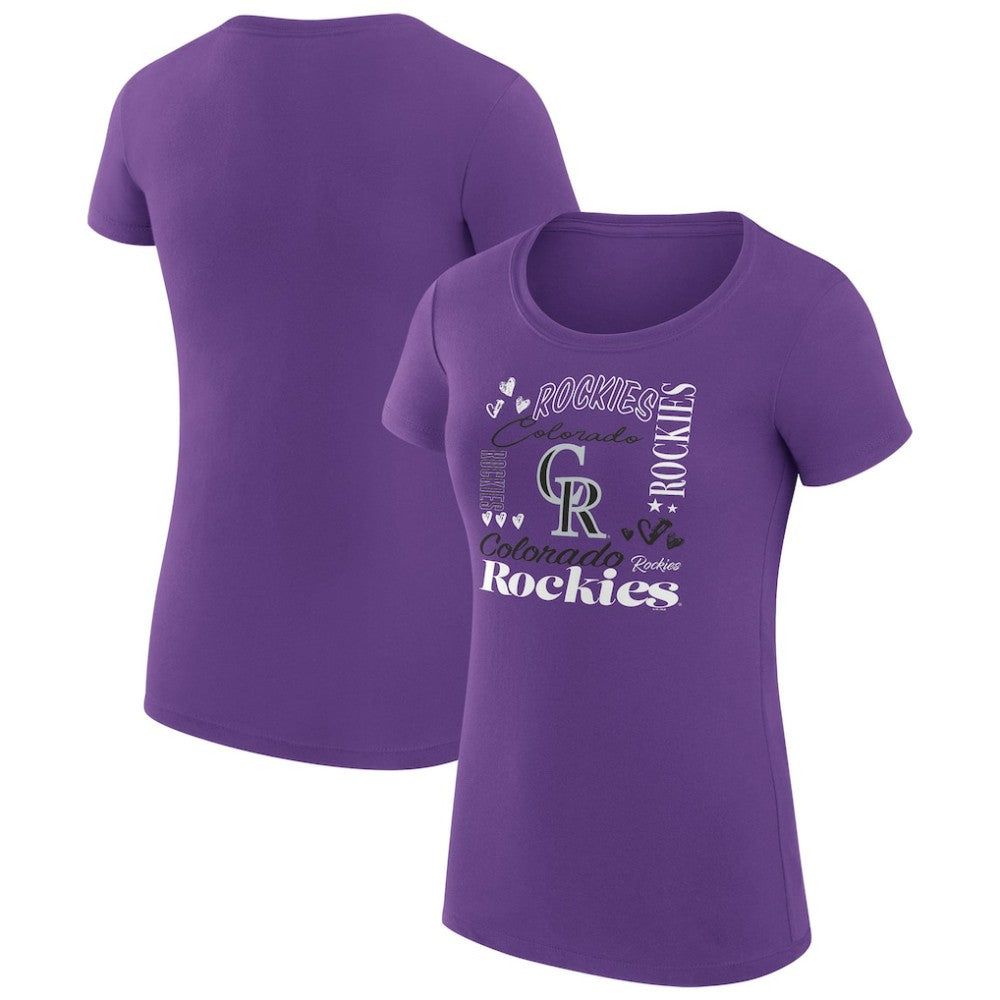 Colorado Rockies G-III 4Her by Carl Banks Women's Super-Slim Fit Lightweight Collage Team Graphic Crew Neck T-Shirt Online