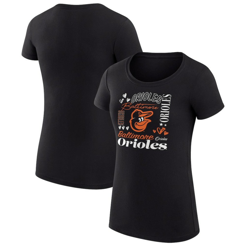 Baltimore Orioles G-III 4Her by Carl Banks Women's Super-Slim Fit Lightweight Collage Team Graphic Crew Neck T-Shirt Sale