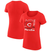 Cincinnati Reds G-III 4Her by Carl Banks Women's Super-Slim Fit Lightweight Collage Team Graphic Crew Neck T-Shirt Lifestyle