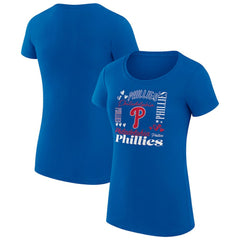 Philadelphia Phillies G-III 4Her by Carl Banks Women's Super-Slim Fit Lightweight Collage Team Graphic Crew Neck T-Shirt Clearance