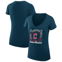 Cleveland Guardians G-III 4Her by Carl Banks Women's Super-Slim Fit Lightweight Collage Team Graphic V-Neck T-Shirt Near Me